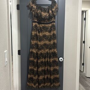 Halston Off Shoulder Lace Dress